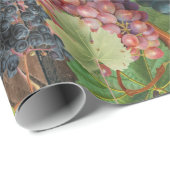 Papier Cadeau Bois et raisins rustiques (Coin rond)