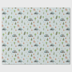 Papier Cadeau Bois Garçons Ours Forêt Camping Anniversaire