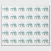 Papier Cadeau Bois Hiver Aquarelle Cerf Noël (Plat)