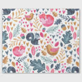 Papier Cadeau Bois hiver Aquarelle renard Noël (Plat)