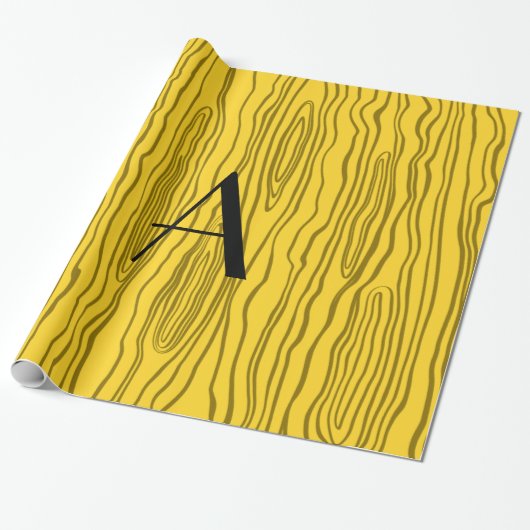 Papier Cadeau Bois jaunes de faux de monogramme (Déroulé)
