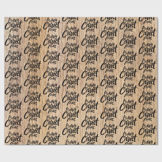 Papier Cadeau Bois Joyeux Noël chrétien Christ religieux (Plat)