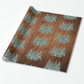 Papier Cadeau Bois neigeux et forêt Pin rural Joyeux Noël (Déroulé)