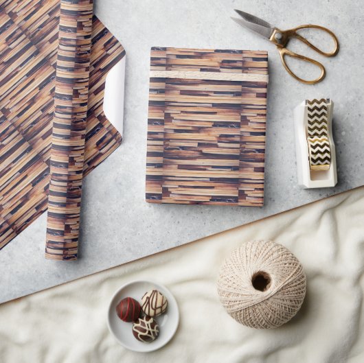 Papier Cadeau Bois planches design brun (Artisanat)