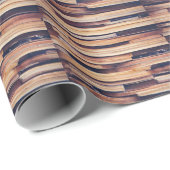 Papier Cadeau Bois planches design brun (Coin rond)