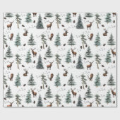 Papier Cadeau Bois rustique Cerf/Buck Noël (Plat)