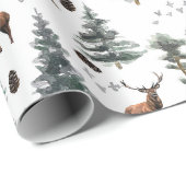 Papier Cadeau Bois rustique Cerf/Buck Noël (Coin rond)