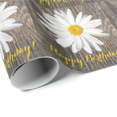 Papier Cadeau Bois Rustique, Daisy Joyeux Anniversaire ! Papier  (Coin rond)