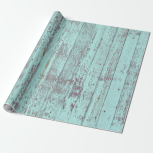 Papier Cadeau Bois rustique Turquoise en état de détérioratio