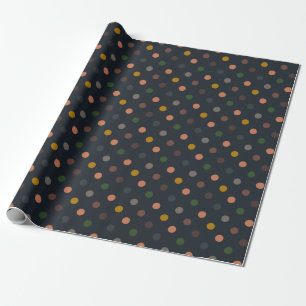 Papier Cadeau Bois Tons Terre Sombres Motif Points Polka