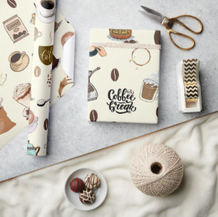 Papier Cadeau Boisson café espresso cappuccino latte mignonne