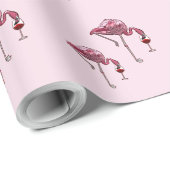 Papier Cadeau Boisson de vin Flamant rose rose Motif amusant (Coin rond)