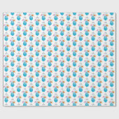 Papier Cadeau Boissons cocktail bleu sur blanc (Plat)