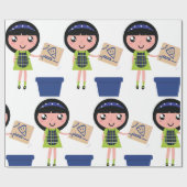 Papier Cadeau Boîte à pizza Recycling Girl Amusante Éco-Friendly (Plat)