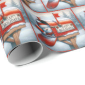 Papier Cadeau Boîte aux lettres de Noël avec Snowman agitant (Coin rond)