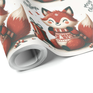 Papier Cadeau Boîte cadeau Christmas Cute Père Noël Fox