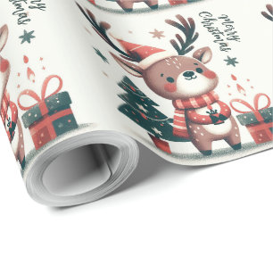 Papier Cadeau Boîte cadeau Christmas Cute Père Noël Reindeer
