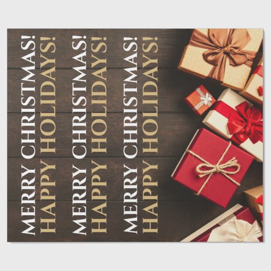 Papier Cadeau Boîte cadeau rustique, Noël (Plat)