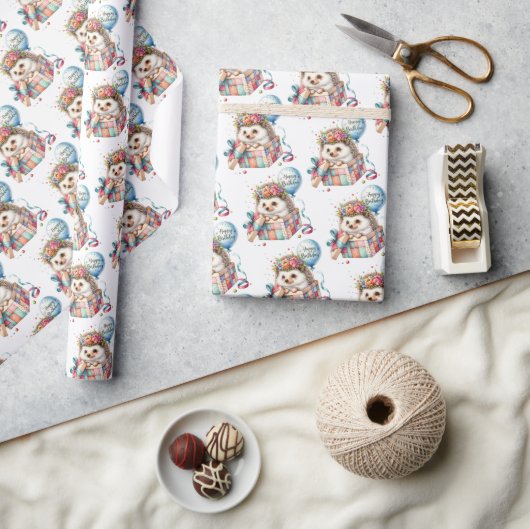 Papier Cadeau Boîte cadeau surprise avec hérisson mignon avec ba (Artisanat)