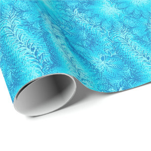 Papier Cadeau Boite en plumes bleues