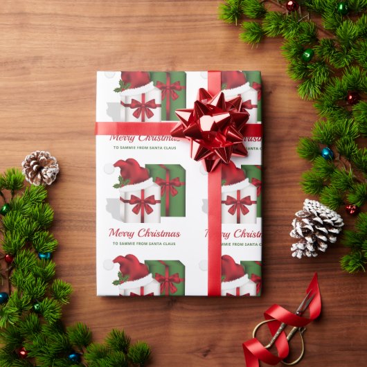 Papier Cadeau Boîtes Cadeaux Blanches Et Vertes Avec Texte Perso (Cadeau de vacances)