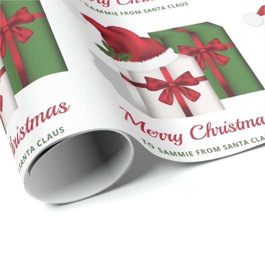 Papier Cadeau Boîtes Cadeaux Blanches Et Vertes Avec Texte Perso (Coin rond)