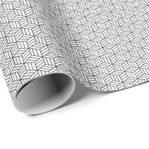 Papier Cadeau Boîtes géométriques modernes Lignes Carré Noir et