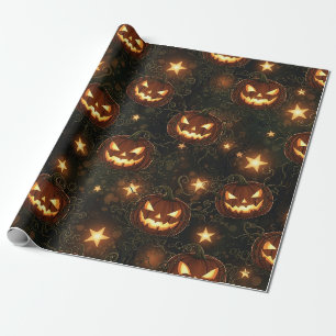 Papier Cadeau Bokeh Halloween Sans Couture Citrouille Lumineus