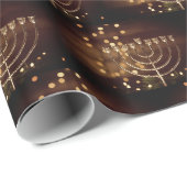 Papier Cadeau Bokeh Menorah de Hanoucca (Coin rond)