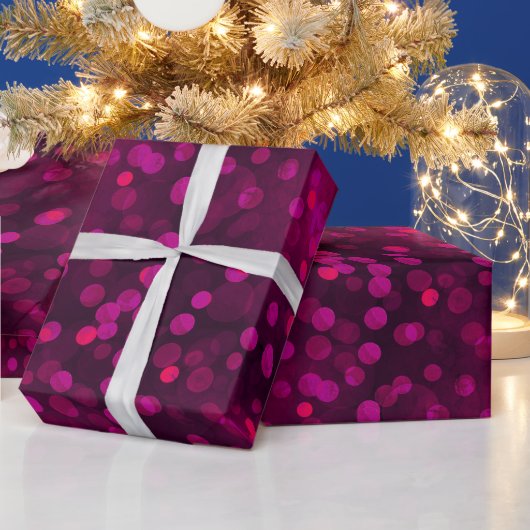 Papier Cadeau Bokeh rose chaud moderne lumières de Noël abstrait (Vacances)