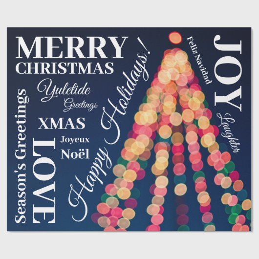 Papier Cadeau Bokeh Tree Lights, Noël (Plat)