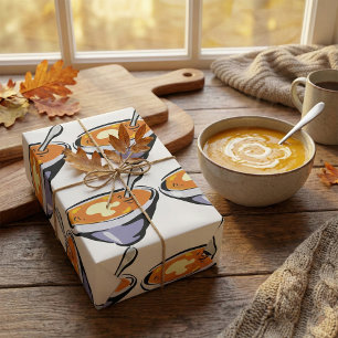 Papier Cadeau Bol de soupe aux tomates avec cuillère