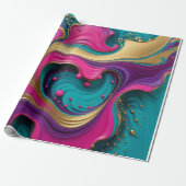 Papier Cadeau Bold Abstract Heart Swirl – Modern Colorful Art (Déroulé)