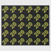 Papier Cadeau Bold, Black & Yellow Stripes 20 Numéro d'événement (Plat)