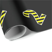 Papier Cadeau Bold, Black & Yellow Stripes 2 Numéro d'événement (Coin rond)