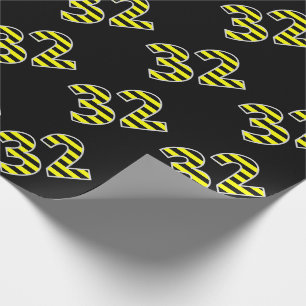 Papier Cadeau Bold, Black & Yellow Stripes 32 Numéro d'événement