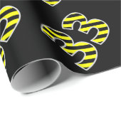 Papier Cadeau Bold, Black & Yellow Stripes 33 Numéro d'événement (Coin rond)
