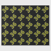 Papier Cadeau Bold, Black & Yellow Stripes 36 Numéro d'événement (Plat)