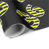 Papier Cadeau Bold, Black & Yellow Stripes 36 Numéro d'événement (Coin rond)