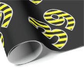 Papier Cadeau Bold, Black & Yellow Stripes 39 Numéro d'événement (Coin rond)