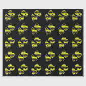 Papier Cadeau Bold, Black & Yellow Stripes 48 Numéro d'événement (Plat)
