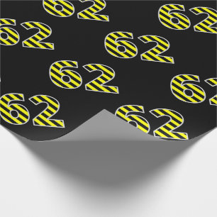 Papier Cadeau Bold, Black & Yellow Stripes 62 Numéro d'événement