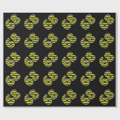Papier Cadeau Bold, Black & Yellow Stripes 68 Numéro d'événement (Plat)