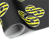 Papier Cadeau Bold, Black & Yellow Stripes 68 Numéro d'événement (Coin rond)