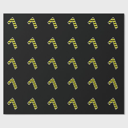 Papier Cadeau Bold, Black & Yellow Stripes 7 Numéro d'événement  (Plat)