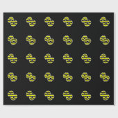 Papier Cadeau Bold, Black & Yellow Stripes 8 Numéro d'événement (Plat)
