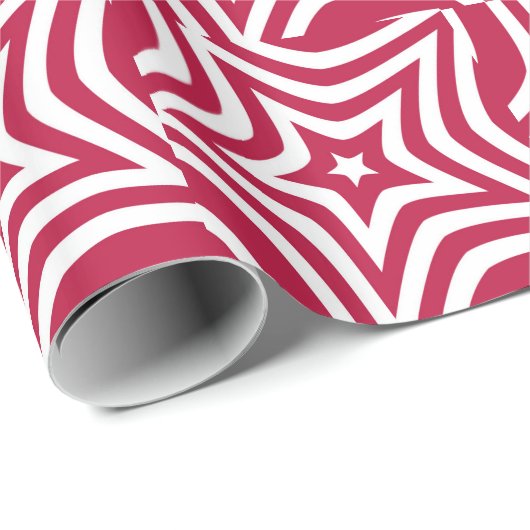 Papier Cadeau Bold & Bright Red & White Star dans un Motif vecto (Coin rond)