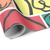 Papier Cadeau Bold Color Dog Faces (Coin rond)