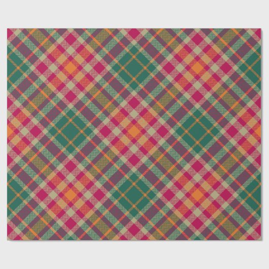 Papier Cadeau Bold Fuchsia Emerald Green Modern Diagonal Plaid (Plat)