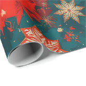 Papier Cadeau Bold Pop Art Christmas Floral with Birds (Coin rond)